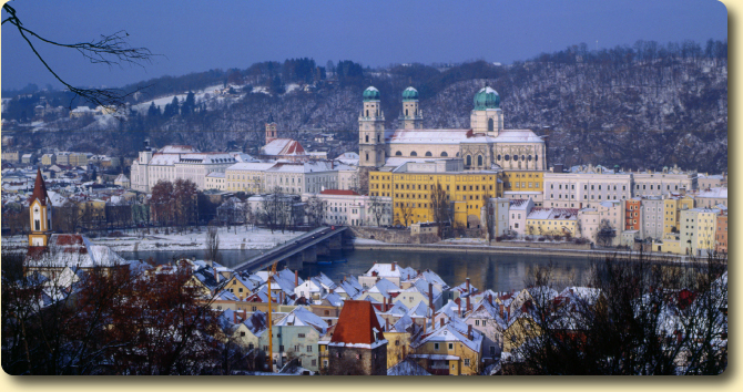 View over Passau from Maria Hilf abbey